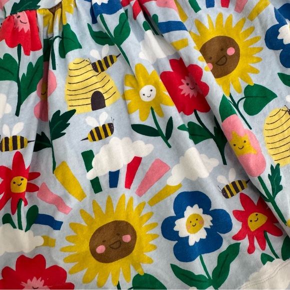 Mini Boden Floral and Bee Print Short Sleeve Cotton Jersey Dress size 7/8 - Picture 9 of 11